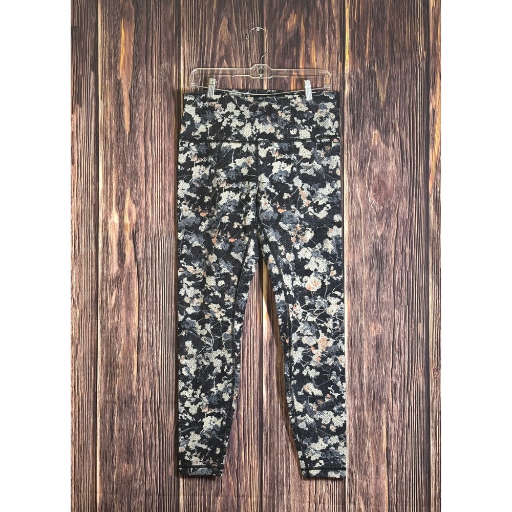 Lululemon Wunder Under Womens Sz 12 Navy Blue Floral High Rise Workout Leggings